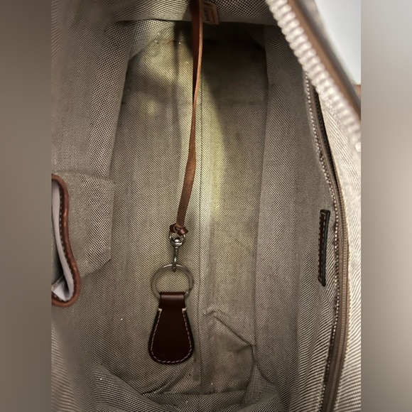 Dooney Bourke Handbag: Canvas Shoulder Purse brown leather satchel f key chain - Picture 7 of 13